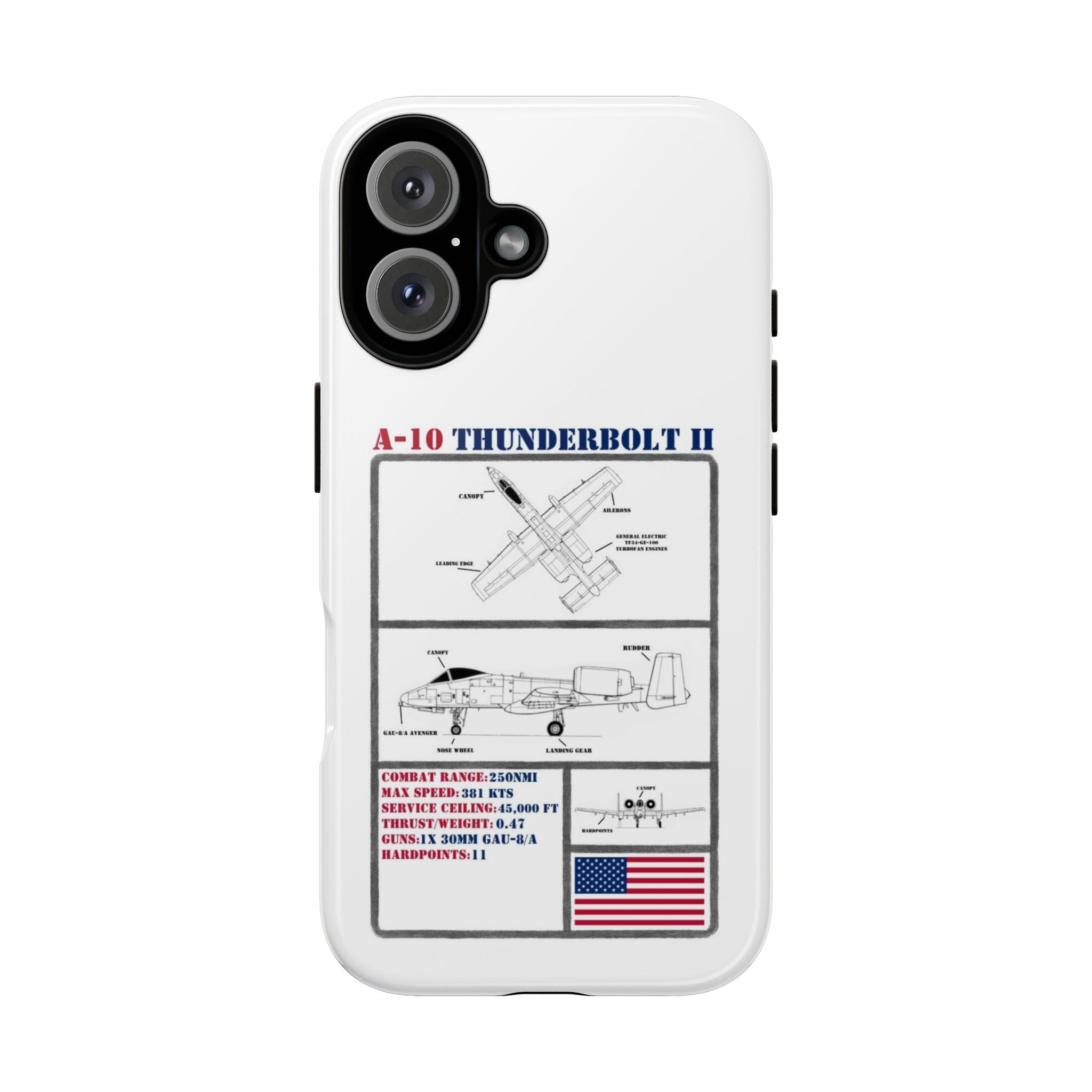A-10 Thunderbolt Schematic edition phone case (USAF Colour-Way)