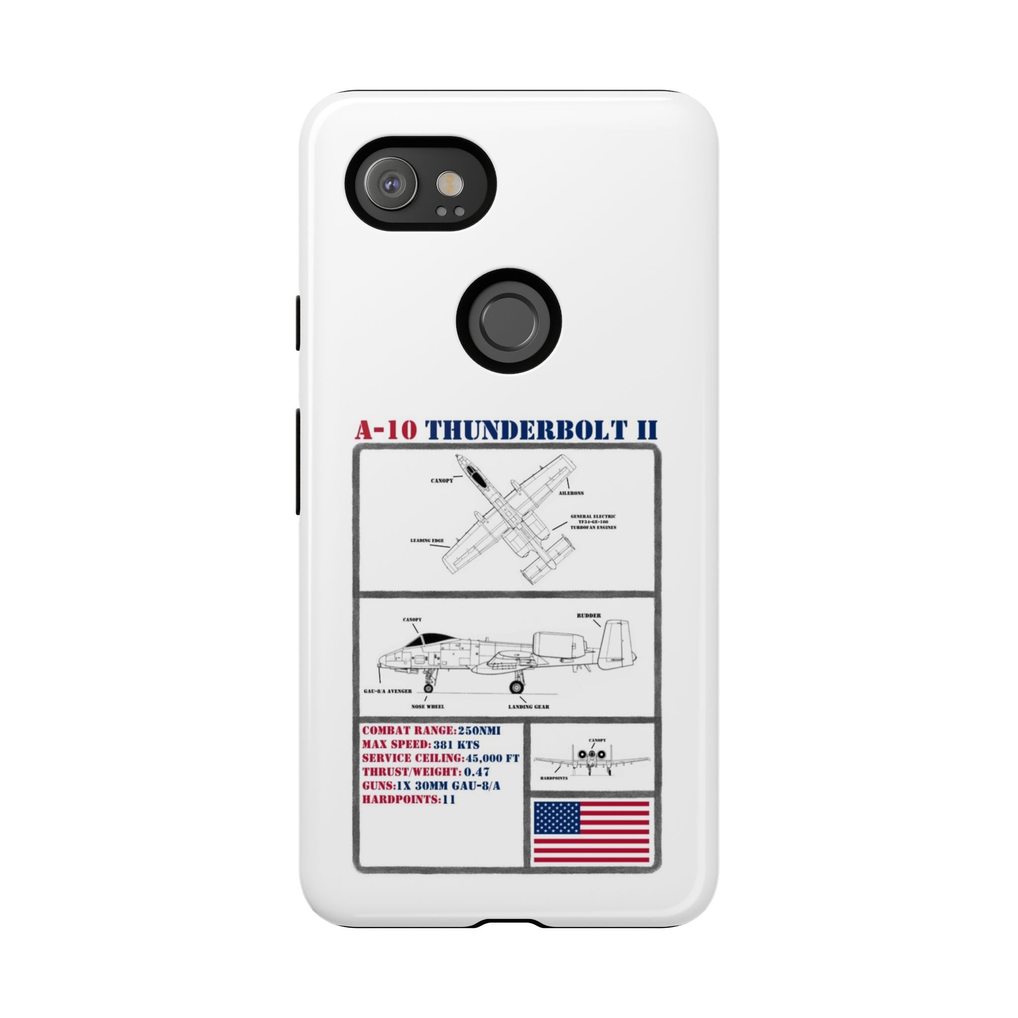 A-10 Thunderbolt Schematic edition phone case (USAF Colour-Way)