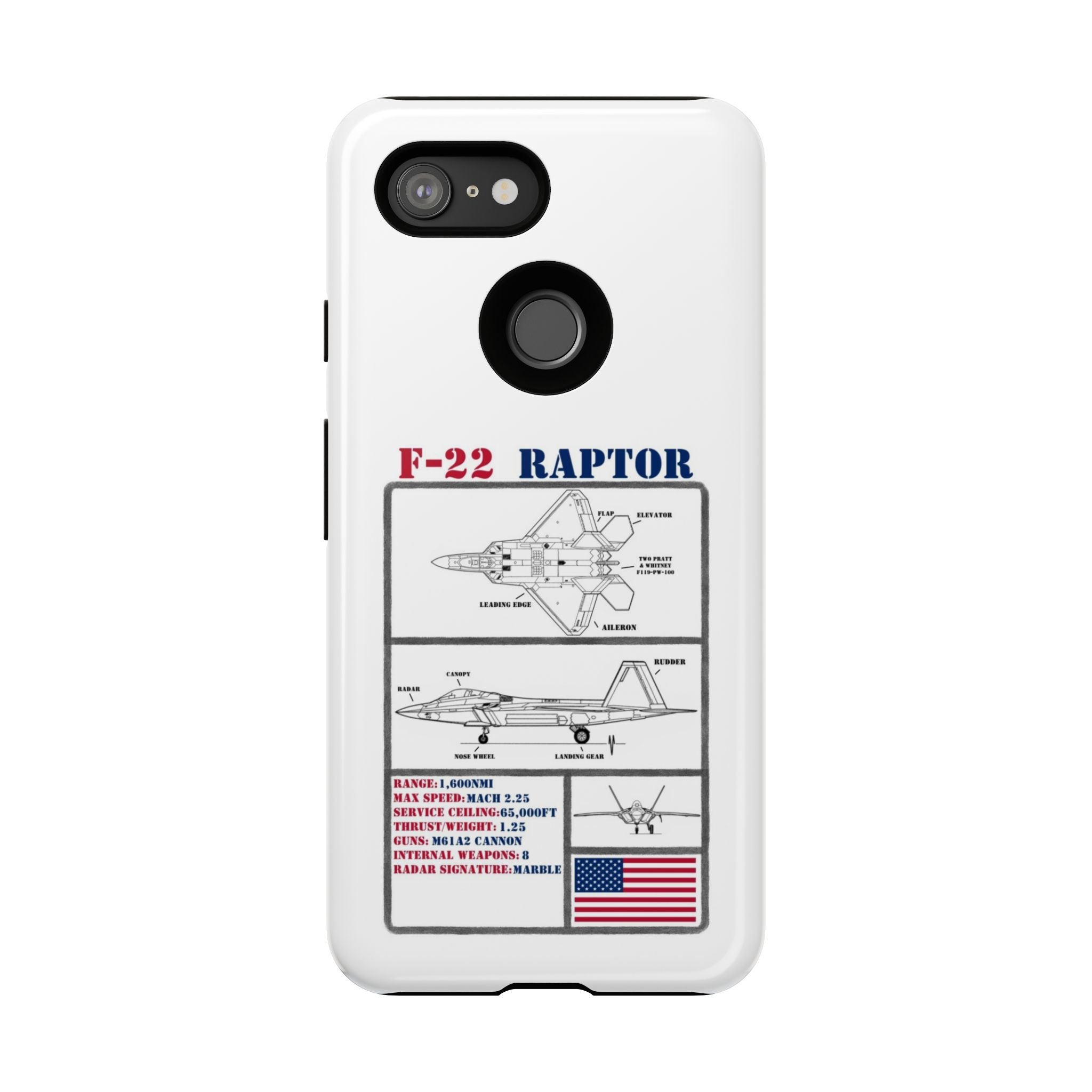 F-22 Raptor Schematic edition phone case (USAF Colour-Way)