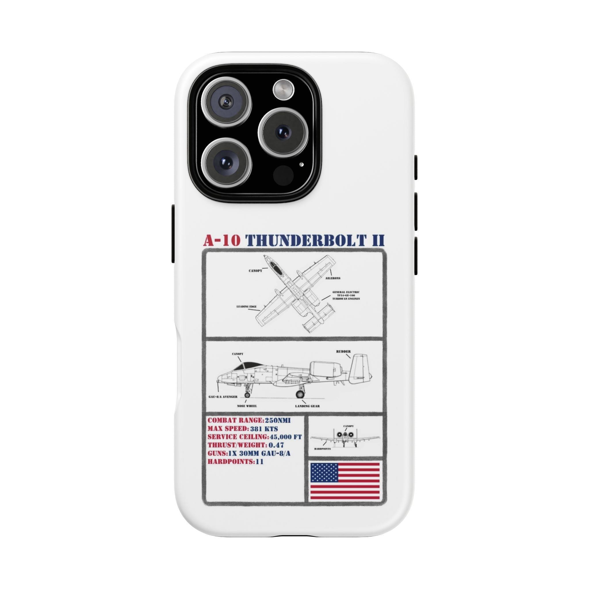 A-10 Thunderbolt Schematic edition phone case (USAF Colour-Way)