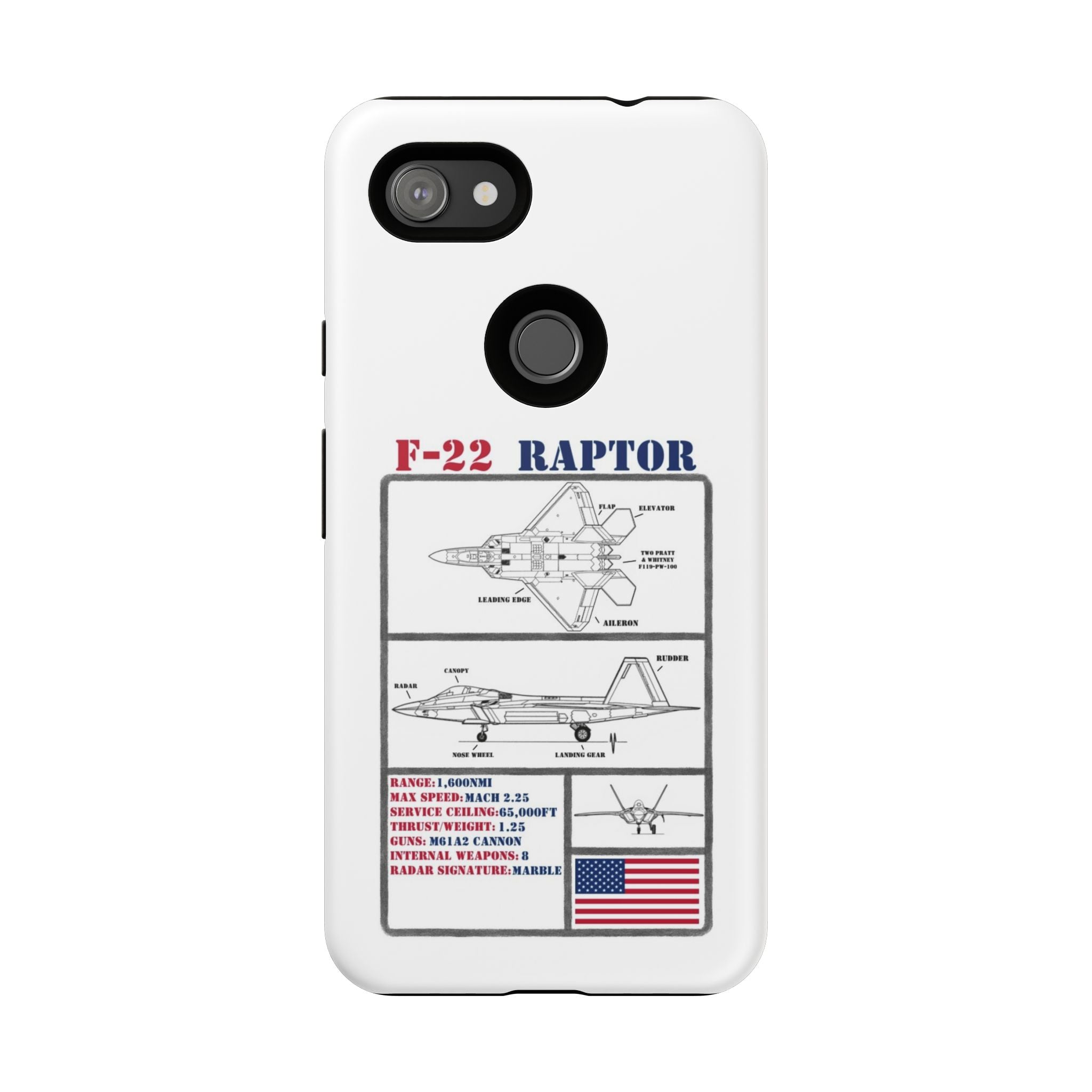 F-22 Raptor Schematic edition phone case (USAF Colour-Way)