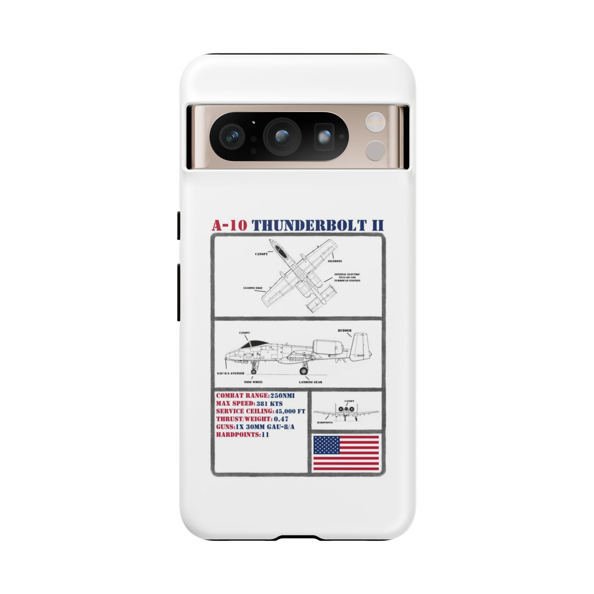 A-10 Thunderbolt Schematic edition phone case (USAF Colour-Way)